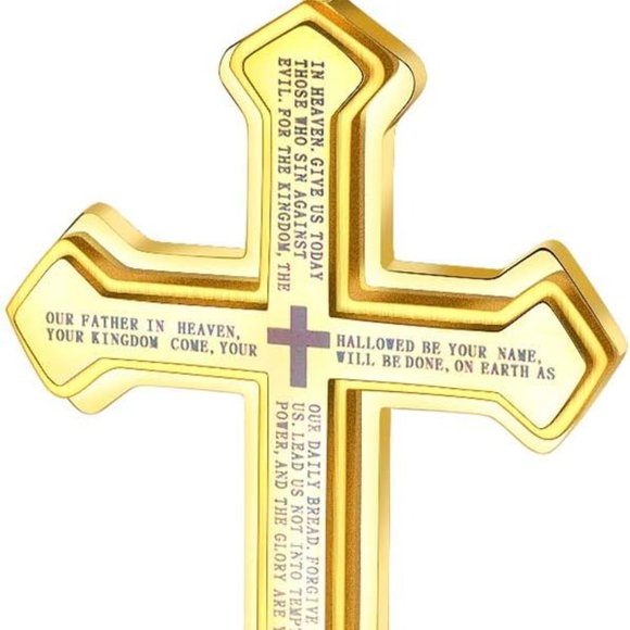 Gold Stainless Steel Cross Chain - Picture 3 of 3